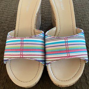 Nine West Women’s “Fatamao” Cork Wedge Sandals